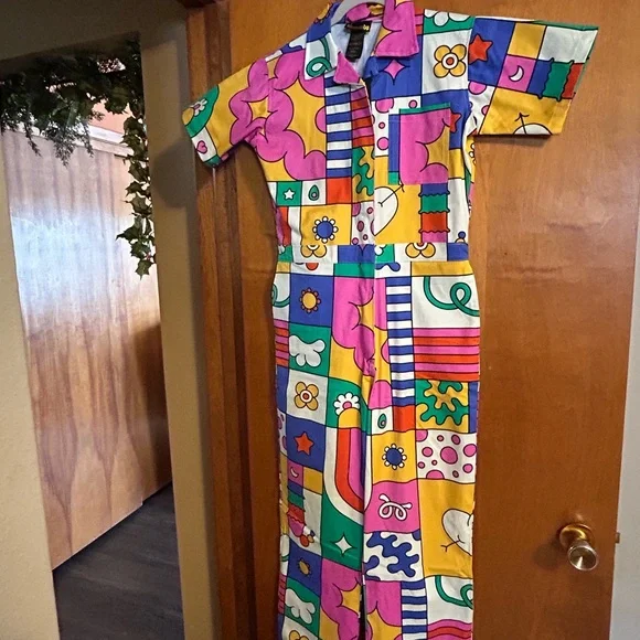 Nooworks Colorful Wormiverse Graphic Twill Coveralls Jumpsuit - Picture 5 of 5